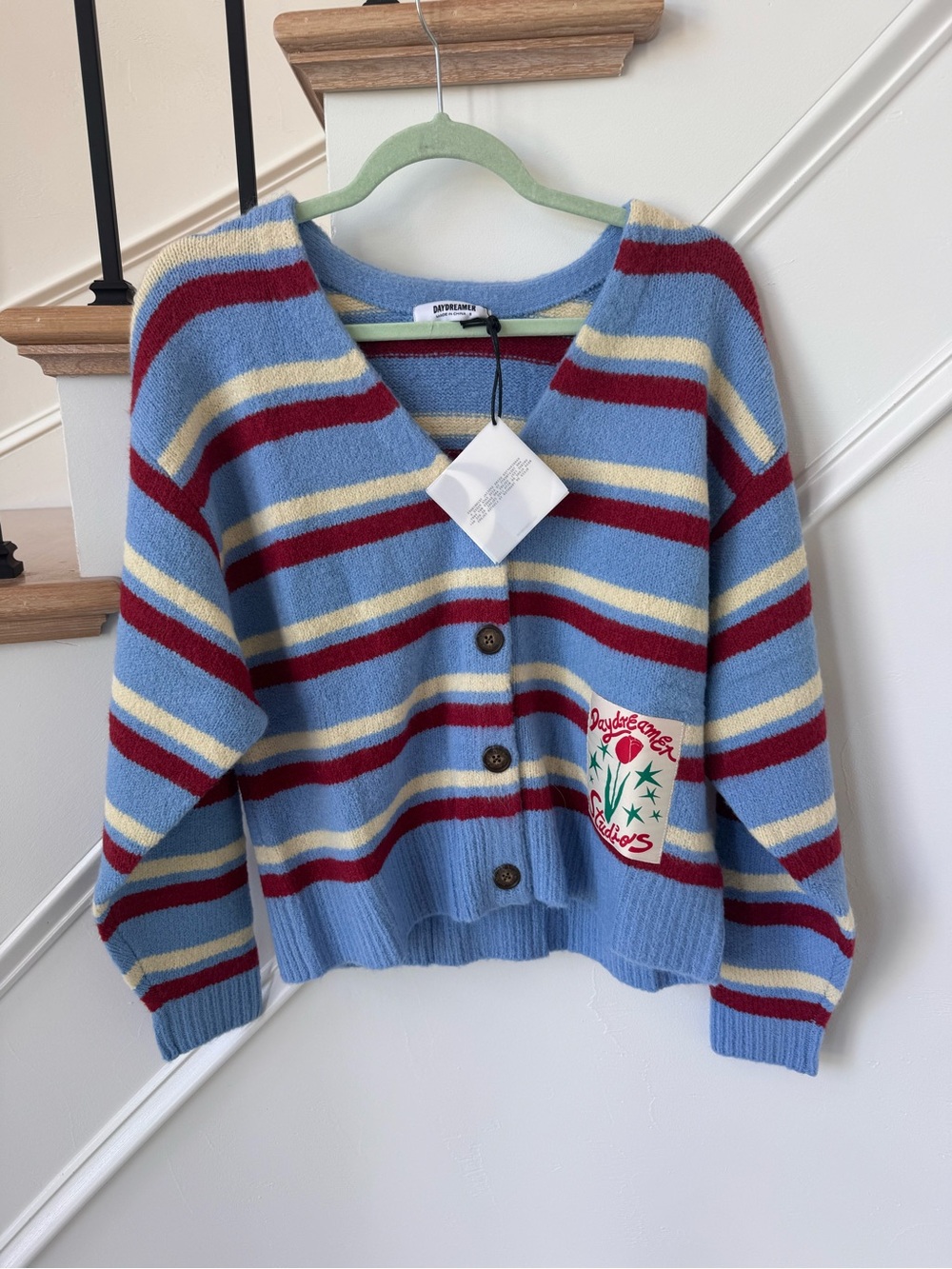 Stripe boxy knit cardigan